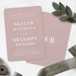 Simple Minimal Dusty Mauve Semi Formal Bröllop Inbjudningar