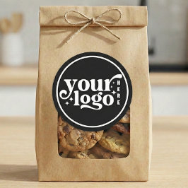 Simple Minimal Elegant Custom Logo Company Black Runt Klistermärke