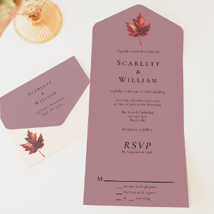Simple Minimal Fall Löv Mauve Bröllop