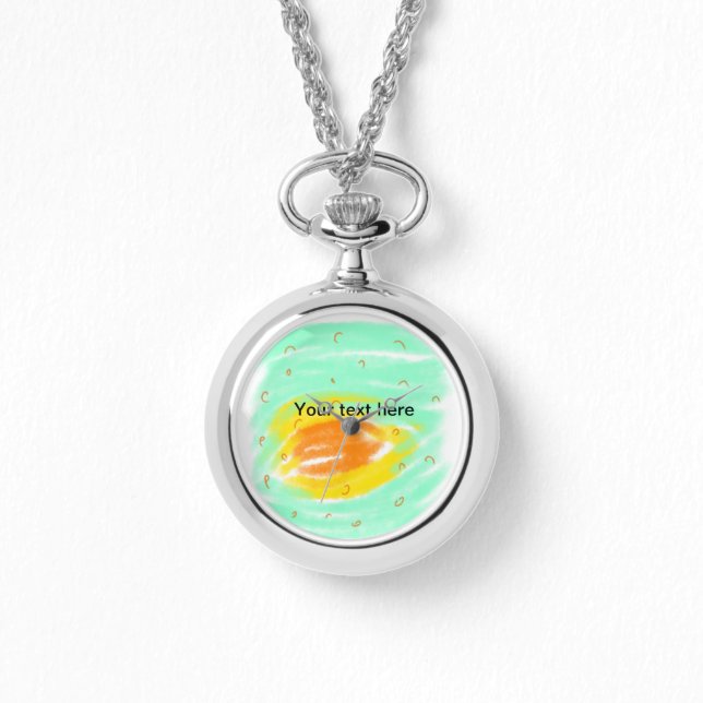 Simple minimal green orange watercolor add text na armbandsur (Framsida)