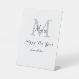 simple minimal happy new year monogram gray name 