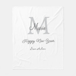 simple minimal happy new year monogram gray name  fleecefilt
