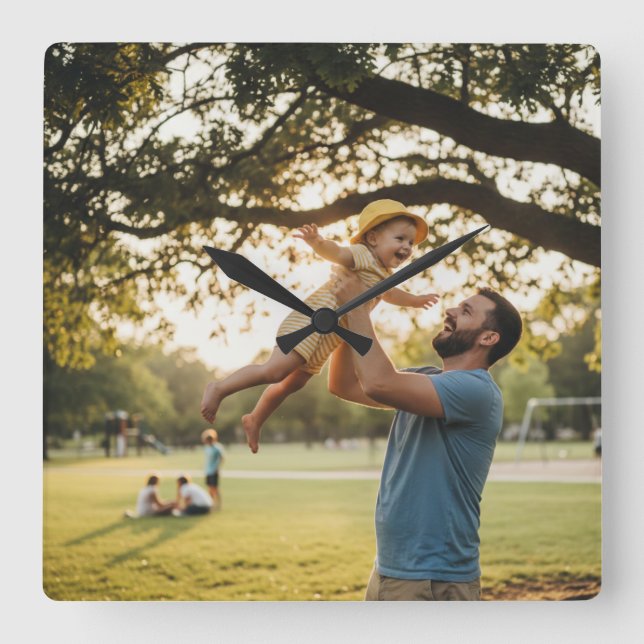 SIMPLE MINIMAL MODERN MONOGRAM ELEGANT STYLE CHIC  FYRKANTIG KLOCKA (Framsida)