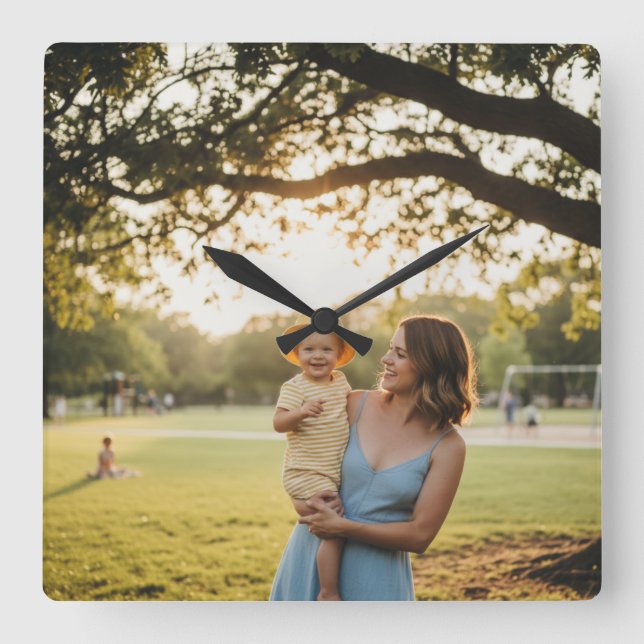 SIMPLE MINIMAL MODERN MONOGRAM ELEGANT STYLE CHIC  FYRKANTIG KLOCKA (Framsida)