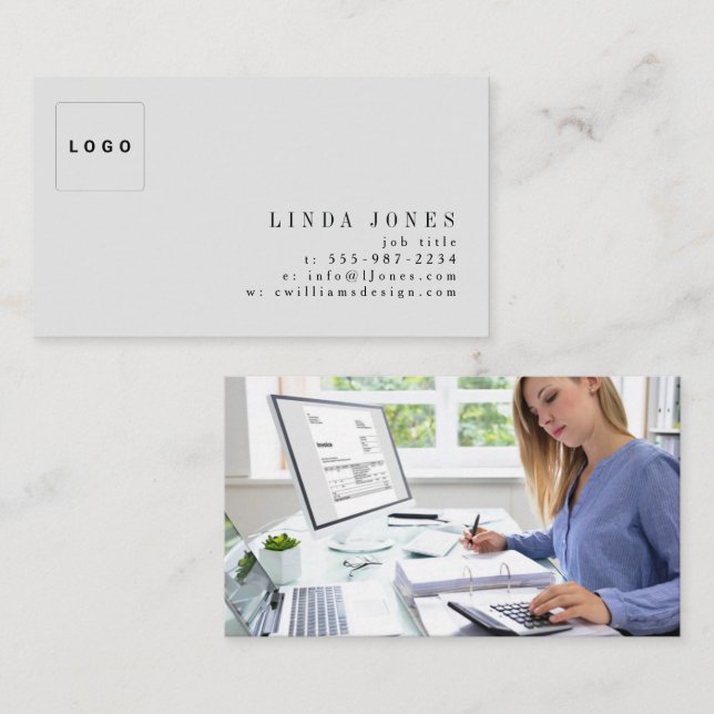 Simple Minimal Modern Professional Logo Photo Visitkort (Fram/baksida)