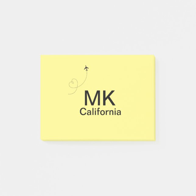 Simple minimal monogram add text travel plane phot post-it block (Framsida)