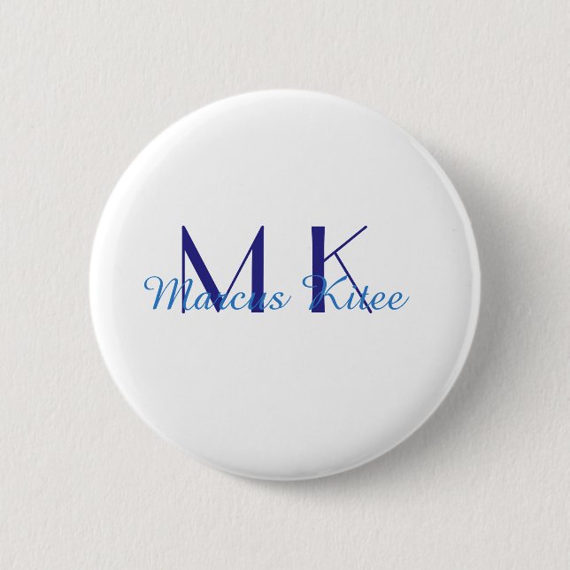 simple minimal monogram personalized name blue ret knapp (Framsida)