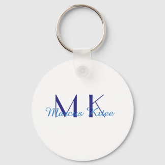 simple minimal monogram personalized name blue ret nyckelring