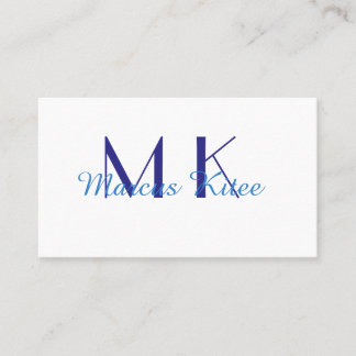 simple minimal monogram personalized name blue ret visitkort