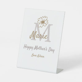 simple minimal mother's day monogram golden gray f
