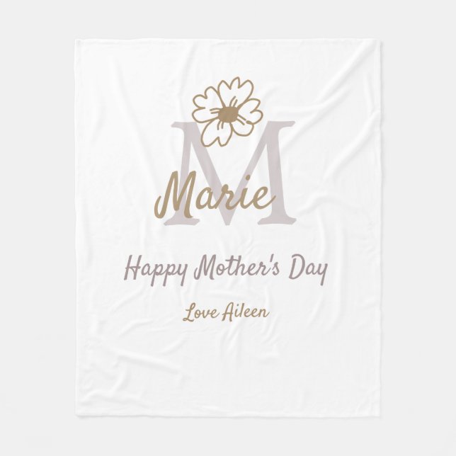 simple minimal mother's day monogram golden gray f fleecefilt (Framsidan)