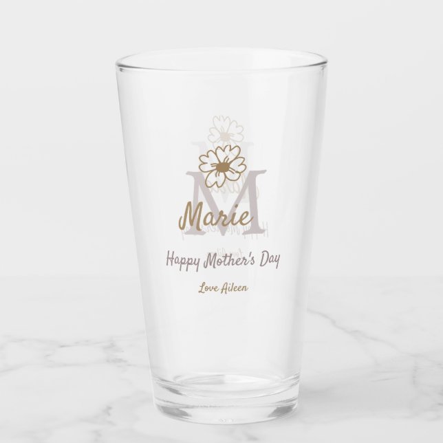 simple minimal mother's day monogram golden gray f glaskopp (Framsida)