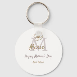 simple minimal mother's day monogram golden gray f nyckelring