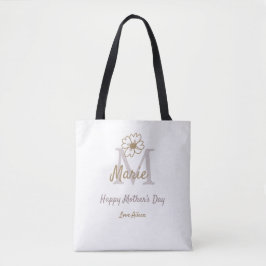 simple minimal mother's day monogram golden gray f tygkasse