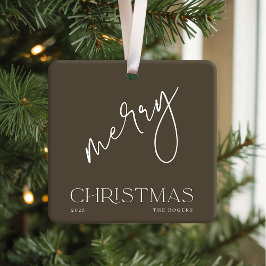 Simple Minimal Olive White Family Name Christmas Julgransprydnad Keramik