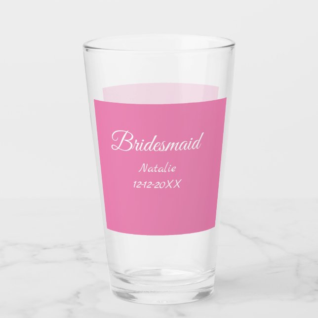 Simple minimal pink bridesmaid add name year text  glaskopp (Framsida)