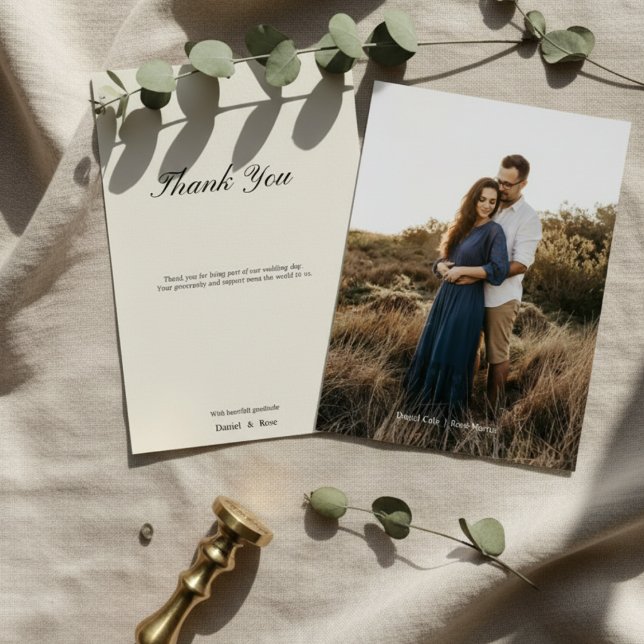 Simple Minimal Script Wedding Tack Kort (Skapare uppladdad)
