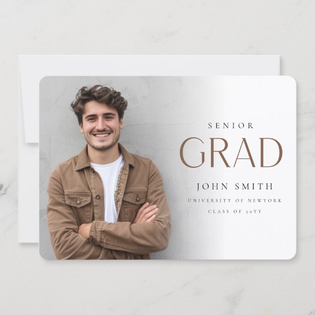 Simple Minimal Senior Grad Photo Master Graduation Meddelande (Framsida)