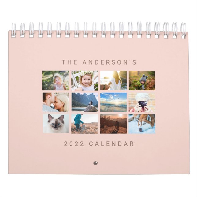 Simple Minimalist Anpassningsbar 2022  Rosa Photo Kalender (Omslag)