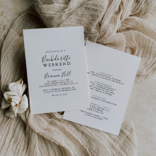 Simple Minimalist Bachelorette Helg Inbjudningar