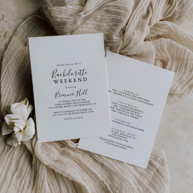 Simple Minimalist Bachelorette Helg Inbjudningar (Skapare uppladdad)