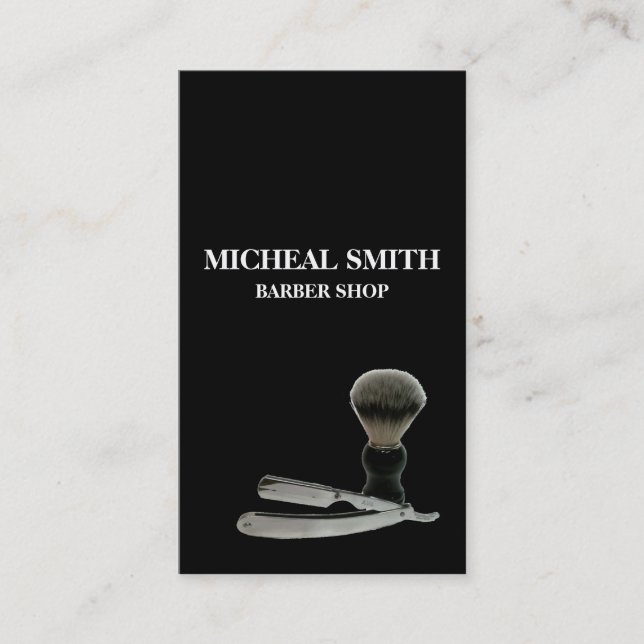 Simple Minimalist Barber Shop Visitkort (Framsida)