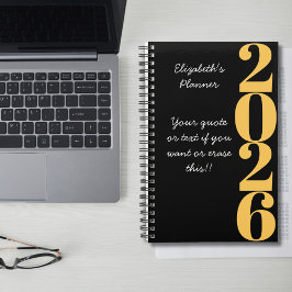 Simple Minimalist Black and Gold Name and Year