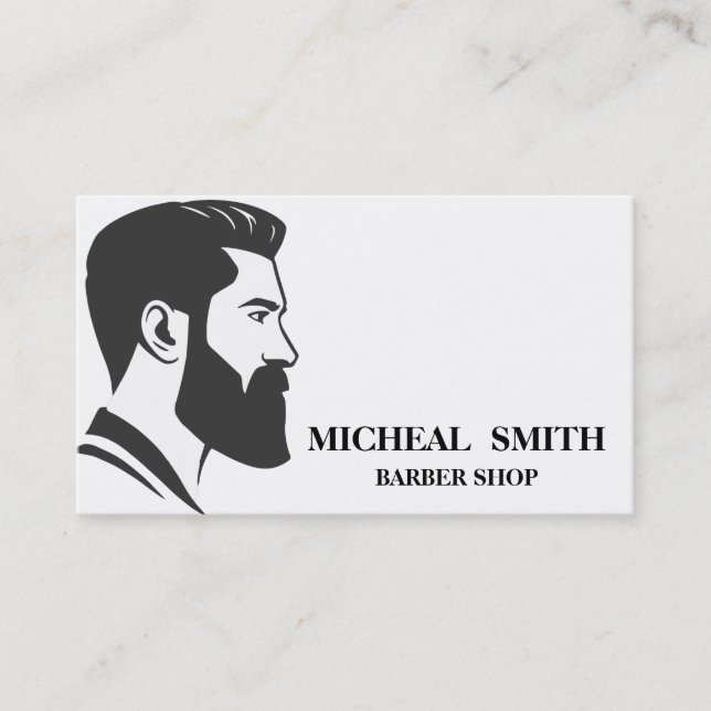 Simple Minimalist Black and White Barber Shop Visitkort (Framsida)