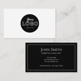 Simple Minimalist Black and White with Logo Visitkort