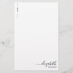 Simple Minimalist Black Monogram Initial Brevpapper