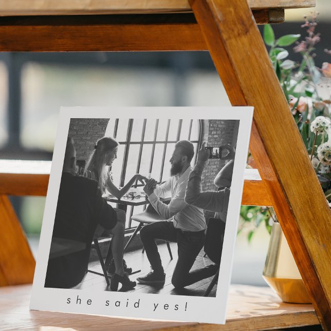 Simple Minimalist Black She Said Yes Photo Fun Spara Datumet (Skapare uppladdad)