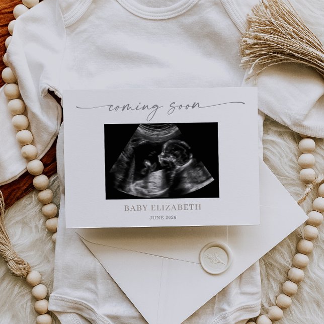 Simple Minimalist Boho Pregnancy Announcement Card Inbjudningar (Skapare uppladdad)