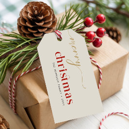 Simple Minimalist Christmas Family Name Presentetikett