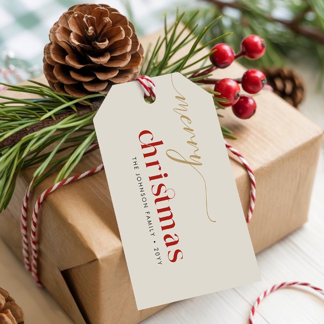 Simple Minimalist Christmas Family Name Presentetikett (Skapare uppladdad)