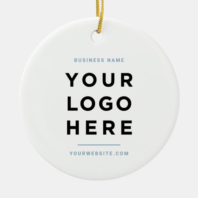 Simple Minimalist | Custom Business Logo Blue Julgransprydnad Keramik (Framsidan)