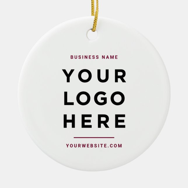 Simple Minimalist | Custom Business Logo Burgundy Julgransprydnad Keramik (Framsidan)