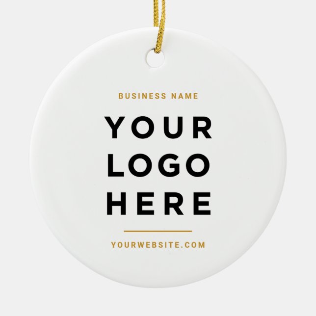 Simple Minimalist | Custom Business Logo Mustard Julgransprydnad Keramik (Framsidan)