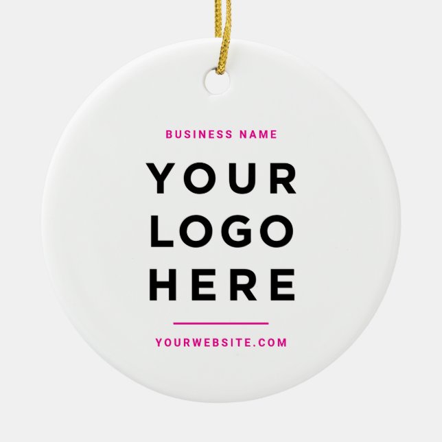 Simple Minimalist | Custom Business Logo Pink Julgransprydnad Keramik (Framsidan)