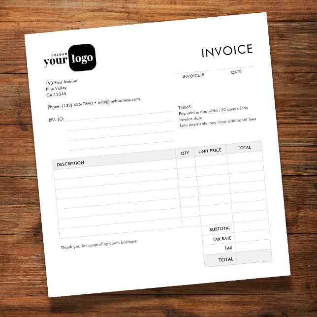 Simple Minimalist Custom Logo Invoice Anteckningsblock (Skapare uppladdad)