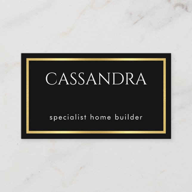 Simple Minimalist Gold Frame Your Name  Visitkort (Framsida)