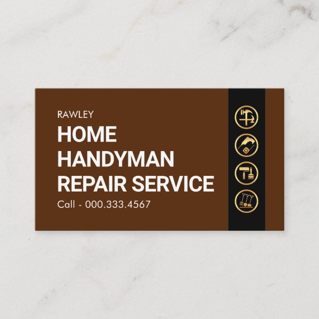 Simple Minimalist Gold Handyman Works Visitkort (Framsida)