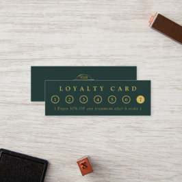 Simple Minimalist Green & Gold Business Logo Salon Lojalitetskort