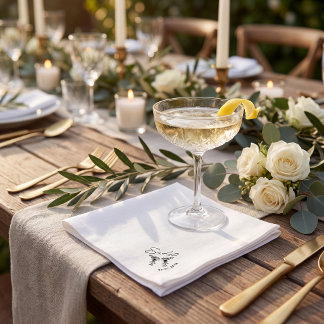 Simple minimalist hand drawn cocktail wedding pappersservett