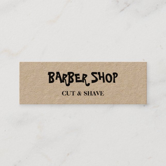 Simple Minimalist Kraft Barber Shop Mini Visitkort (Framsida)