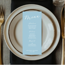 Simple Minimalist Light Blue Menu Card  Meny