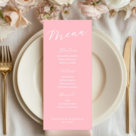 Simple Minimalist Light Pink Menu Card for Wedding Meny