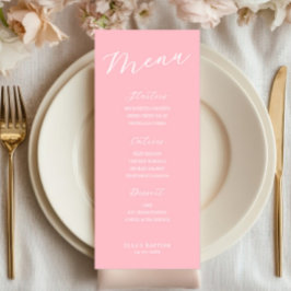 Simple Minimalist Light Pink Menu Card  Meny