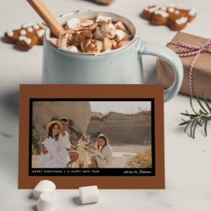 Simple Minimalist Modern Boho Brown 1-foto Helg Vykort
