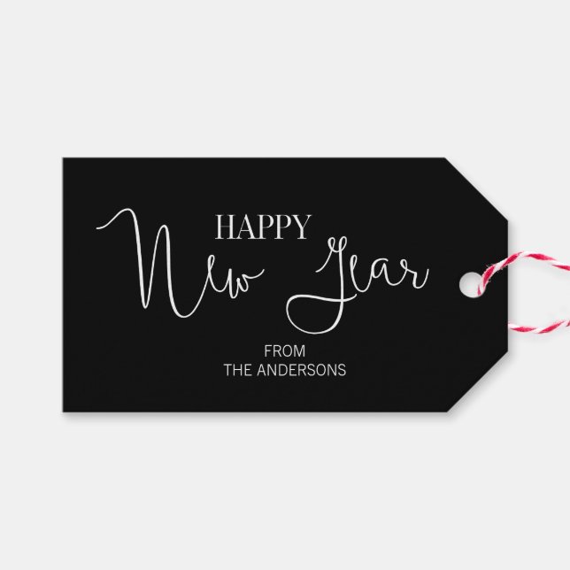 Simple Minimalist Modern Gott nytt år Presentetikett (Framsidan (Horizontal))