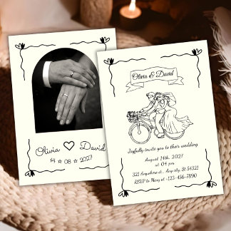 Simple minimalist Modern Hand-drawn Wedding Inbjudningar
